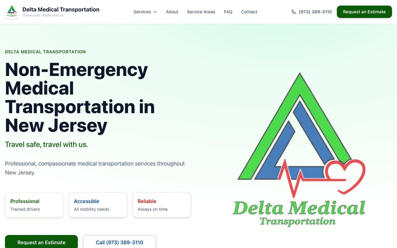 Delta Medical Transportation website screenshot