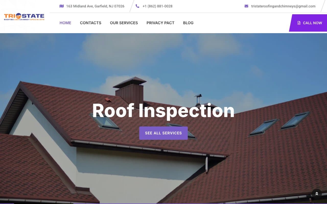 Tri-State Roofing & Chimneys website screenshot