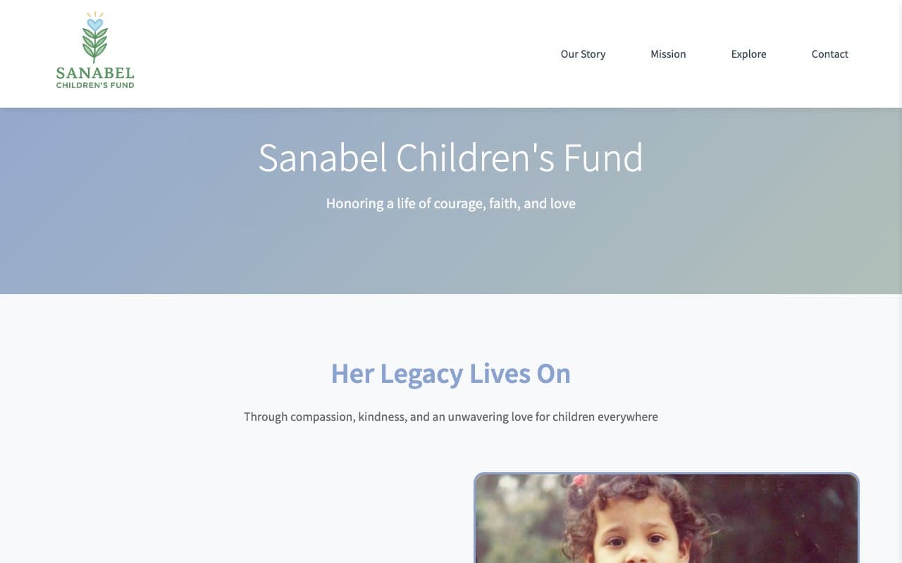 Sanabel Children's Fund nonprofit website homepage designed by Mega Media Management