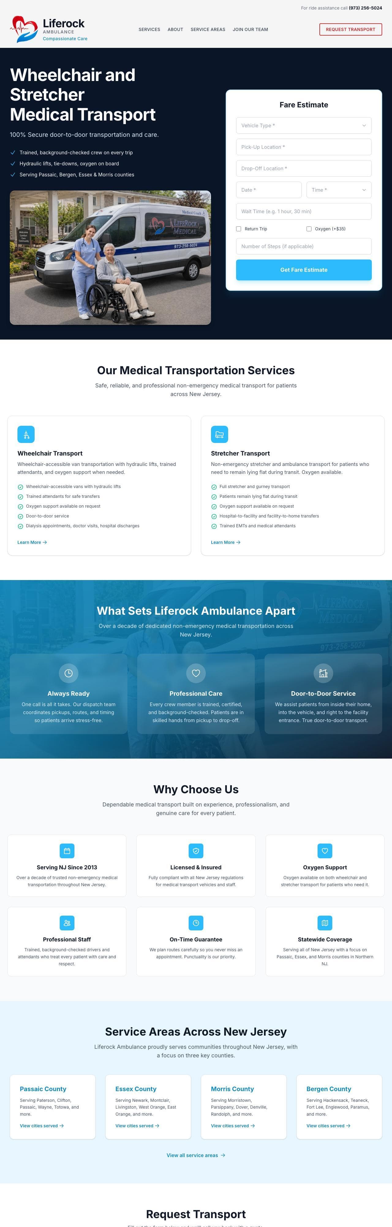 Homepage of the Liferock Ambulance website